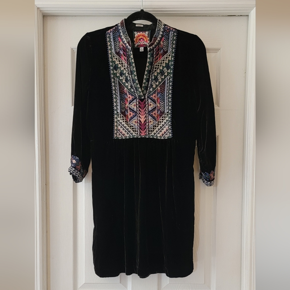 Johnny Was velvet long sleeve dress